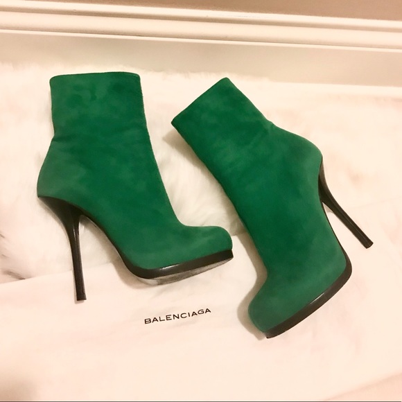 Balenciaga Shoes - ❌SOLD❌Emerald suede Balenciaga platform booties